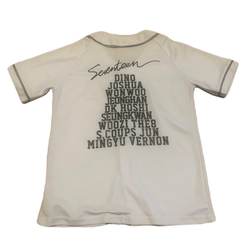 SEVENTEEN Kpop Baseball Jersey - White with Grey Trim - Carat Fan Merch